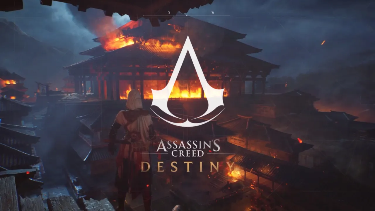 asassin's creed destiny logo over screenshot gameplay