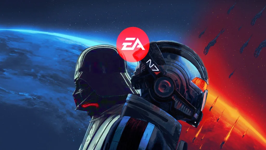 darth vader with mass effect background collage